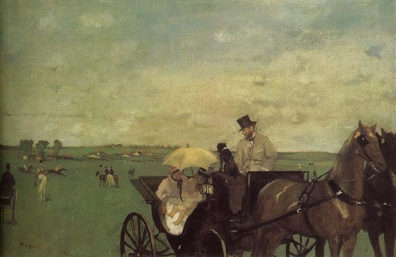 Edgar Degas Carriage on racehorse ground